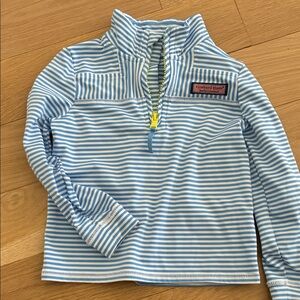 Vineyard Vines Sankaty Blue & White Striped Quarter-Zip Pullover